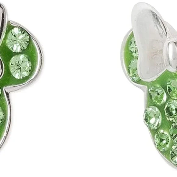 Sterling Silver Minnie Mouse Stud Earrings Pave Birthstone Crystal Gift - Picture 4 of 6